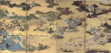 company of captain reinier reael known as themeagre company Painting - famous views of sagano and famous views of uji pair 1 Kano Eitoku Japanese